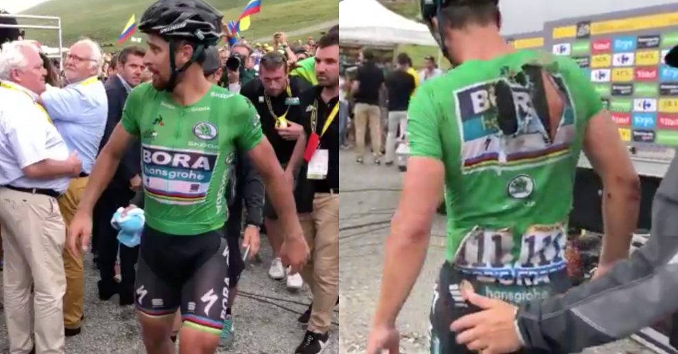 Peter Sagan pri zjazde spadol, n&aacute;ročn&uacute; horsk&uacute; etapu v&scaron;ak dokončil