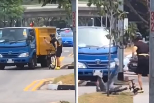 Video: Šofér nákladného auta chcel zraziť cyklistu, od staršieho pána dostal knokaut