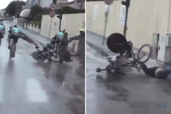  Video: Chodec skrížil cestu Saganovmu tímu na pretekoch Tirreno-Adriatico