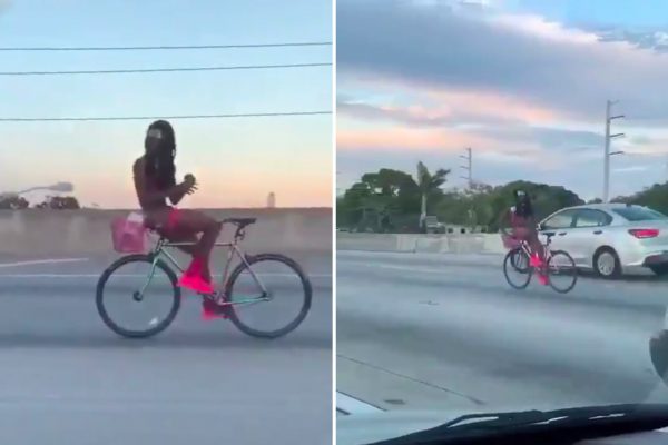 Video: Nahý muž bicykloval po diaľnici otočený chrbtom