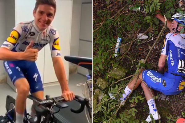  Video: Remco Evenepoel si sadol na bicykel po prvýkrát od hrozivého pádu z mostu