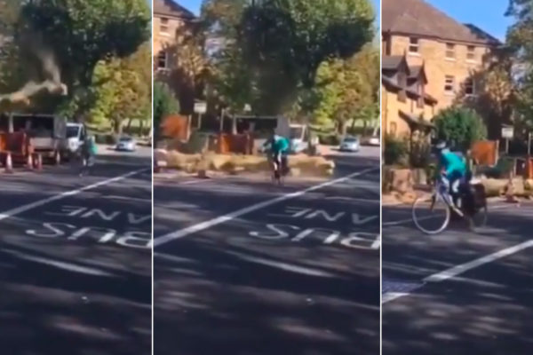  Video: Padajúci strom na ulici takmer skončil na okoloidúcom cyklistovi