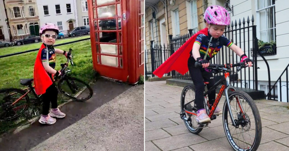  Video: Iba 4-ročné dievčatko napodobnilo na bicykli majstrovskú oslavu Toma Pidcocka