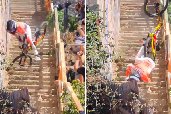 Video: Hrozivý pád Bernarda Kerra na schodoch na pretekoch Red Bull Valparaíso Cerro Abajo