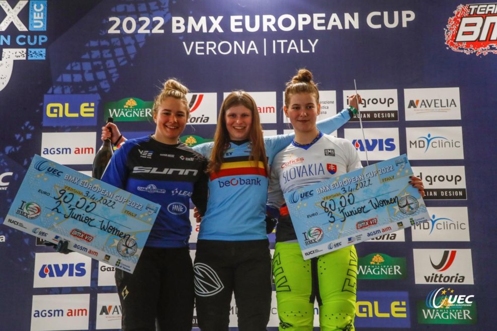 Slovenské bikrosárky boli na Európskom pohári vo Verone na pódiu až trikrát