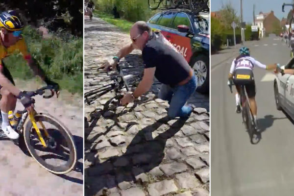 5 šialených momentov Paríž-Roubaix 2022: Pád mechanika, jazdca, zlomené kolesá i diskvalifikácia