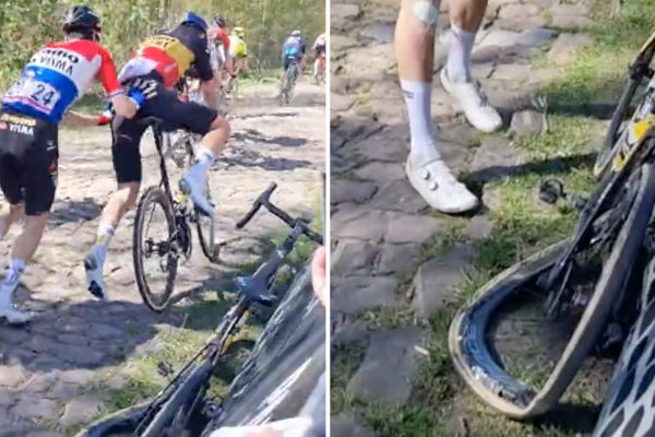 Video: Na dlažobných kockách Paríž-Roubaix sa zlomilo koleso aj Woutovi van Aertovi