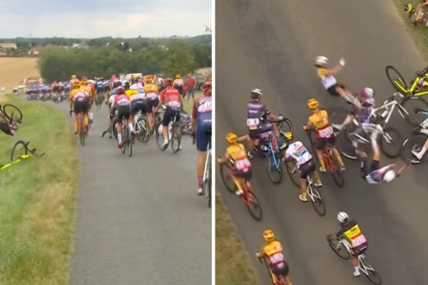 Hrozivý hromadný pád vo vysokej rýchlosti poznačil druhú etapu ženskej Tour de France (+video)