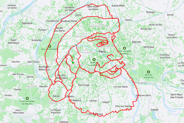 Cyklista „nakreslil“ na mape v Paríži hlavu Santa Clausa, prešiel 176 km a trvalo mu to vyše 15 hodín