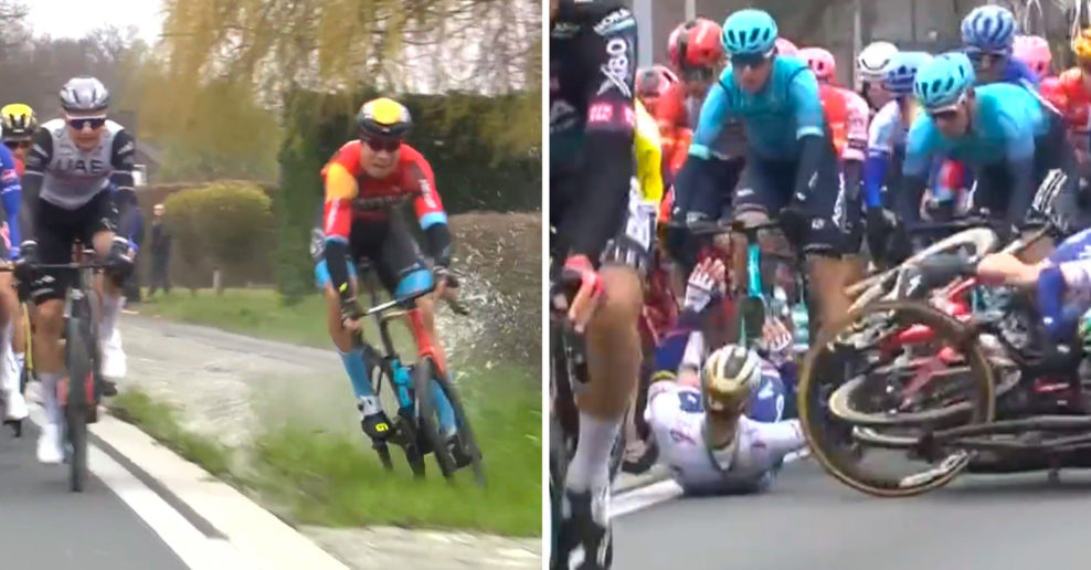 Video: Poľský jazdec spôsobil na Okolo Flámska hromadný pád, pri ktorom spadol aj Peter Sagan