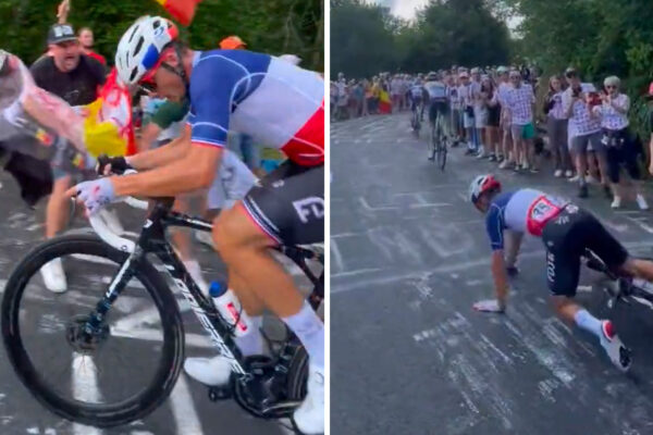 Video: Nezodpovedný divák s vlajkou spôsobil pád Valentina Madouasa na Tour de France
