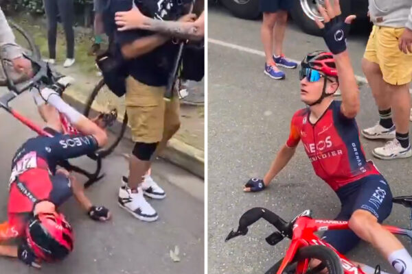 Video: Tragikomický pád Carlosa Rodrígueza v cieli etapy Tour de France