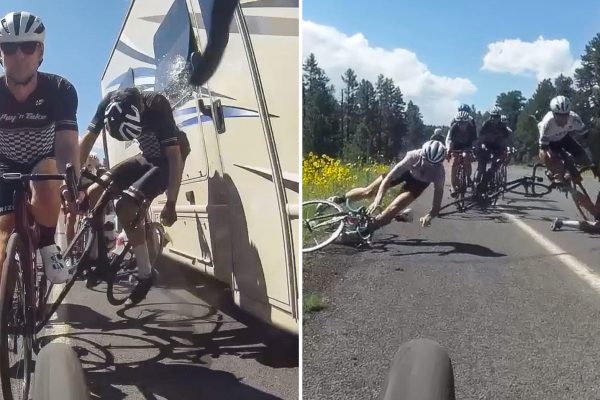  Video: Vodič karavanu zrazil vo vysokej rýchlosti cyklistu a spôsobil hrozivý hromadný pád