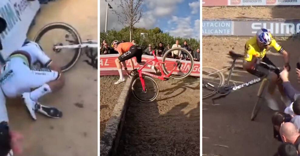 Video: Pádom sa v Benidorme nevyhli Mathieu van der Poel, Tom Pidcock ani Wout van Aert