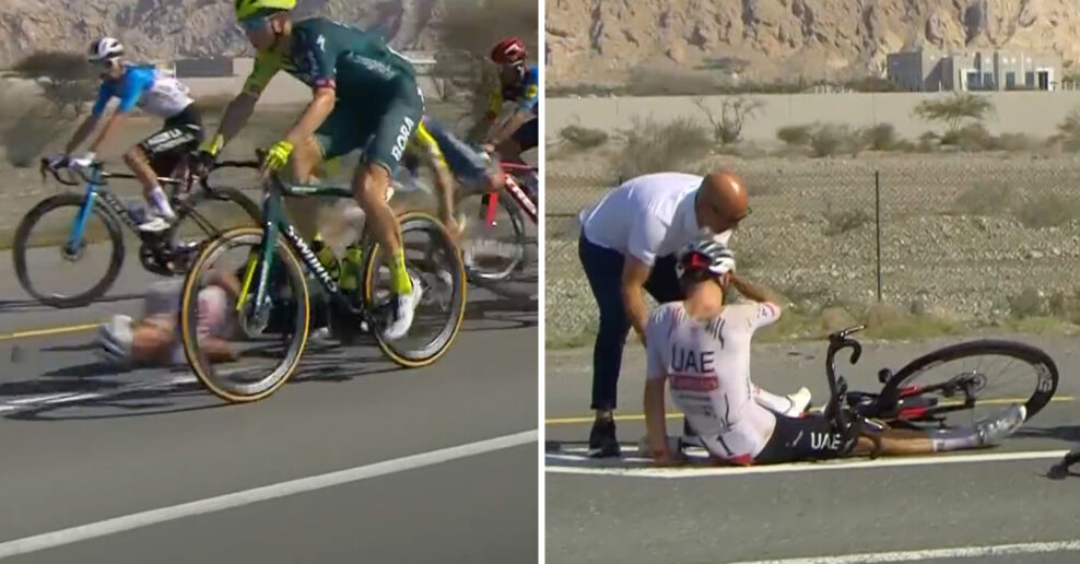 Video: Adam Yates utrpel pri tvrdom páde na hlavu otras mozgu a odstúpil z pretekov UAE Tour