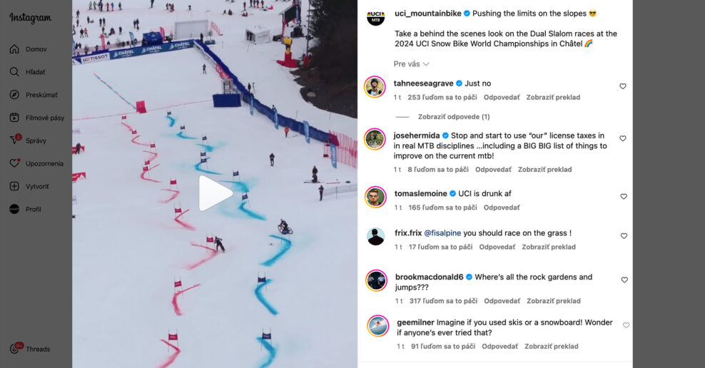 UCI dostala poriadnu d&aacute;vku kritiky od prof&iacute;kov za cyklistick&eacute; majstrovstv&aacute; sveta na snehu