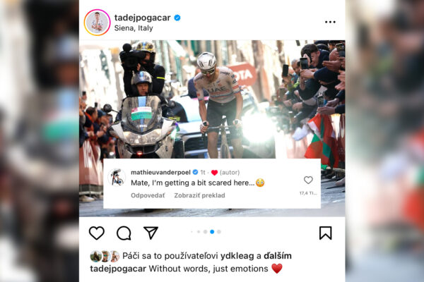 Kamarát, trochu sa začínam báť, odkázal Mathieu van der Poel Pogačarovi po Strade Bianche
