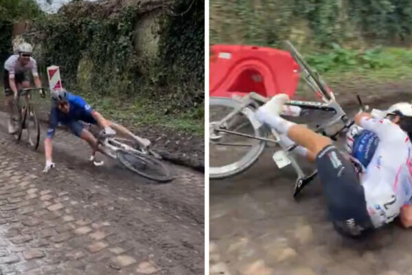 Video: Tvrdý hromadný pád v sektore dlažobných kociek na francúzskej klasike GP Denain