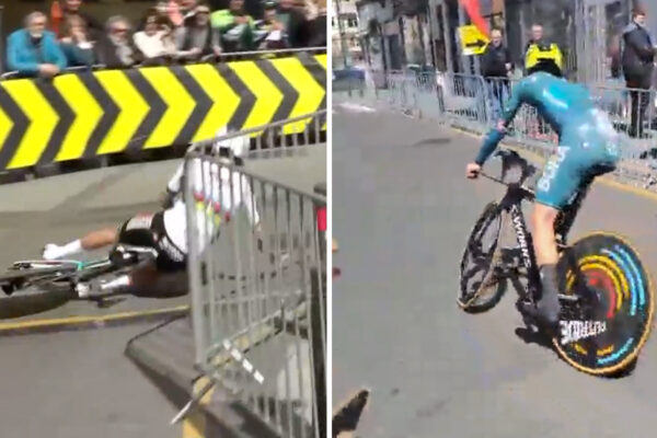Primož Roglič zle odbočil, ale aj tak vyhral úvodnú časovku pretekov Okolo Baskicka, Evenepoel spadol (+video)