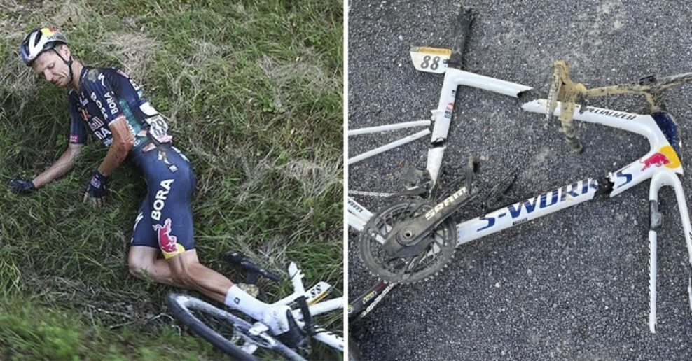 Video: Aleksandr Vlasov si pri hrozivom páde na Tour de France zlomil členok a dolámal sa aj jeho bicykel