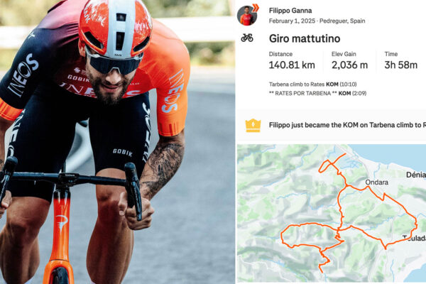 Filippo Ganna prekonal rekord Remca Evenepoela v stúpaní Coll de Rates