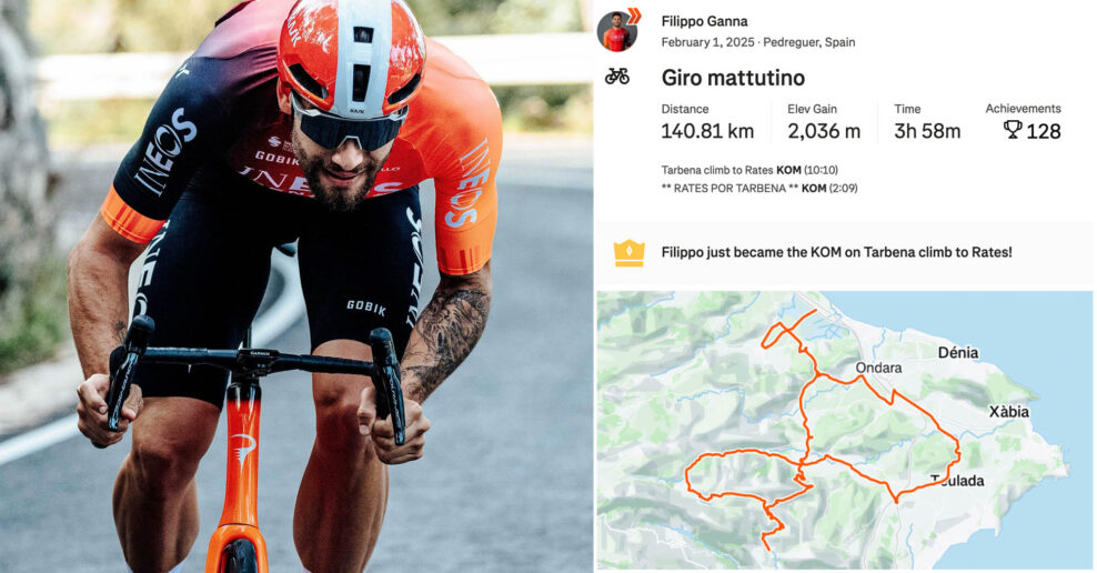 Filippo Ganna prekonal rekord Remca Evenepoela v stúpaní Coll de Rates