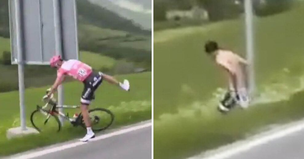 VIDEO &lrm;| Ledva sa stihol vyzliecť. Legend&aacute;rny moment z Giro d&rsquo;Italia, keď si Tom Dumoulin musel uľaviť pri ceste