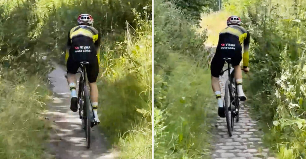 VIDEO | Jonas Vingegaard sa tesne pred Tour de France zabavil jazdou po gravelovo-dláždenom chodníku