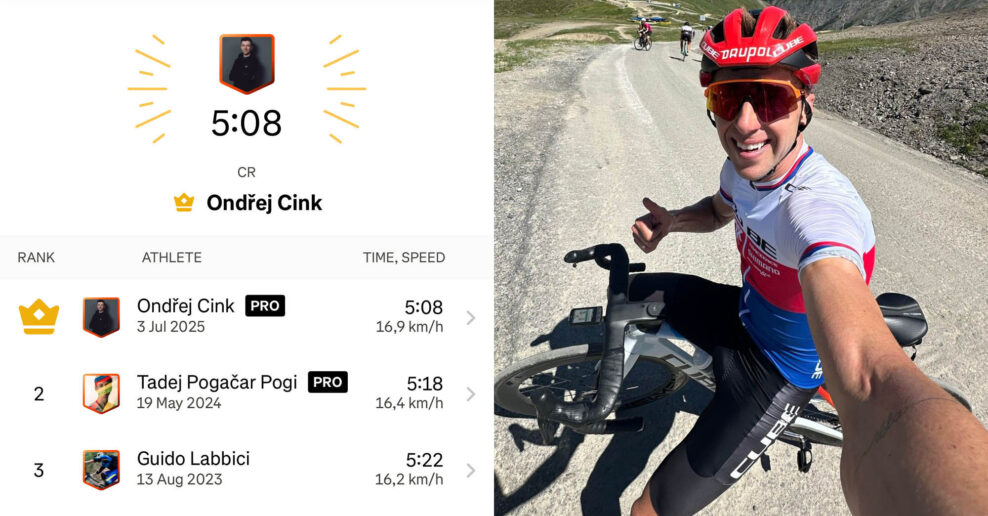 Ondřej Cink &bdquo;ukradol&ldquo; KOM Tadeja Pogačara v st&uacute;pan&iacute; Mottolino, ktor&yacute; dosiahol pri v&iacute;ťazstve kr&aacute;ľovskej etapy na Giro d&rsquo;Italia