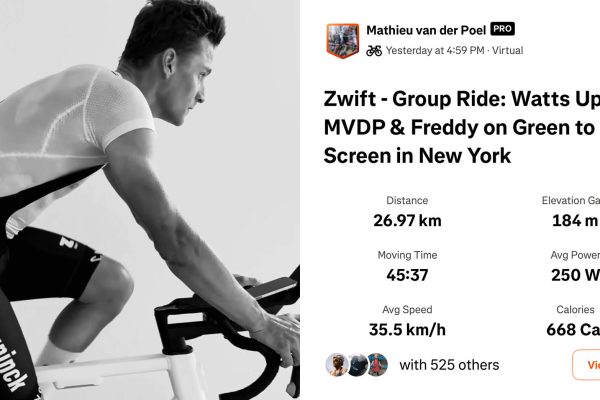 Po behu zdieľal Mathieu van der Poel na Strave aj jazdu na trenažéri