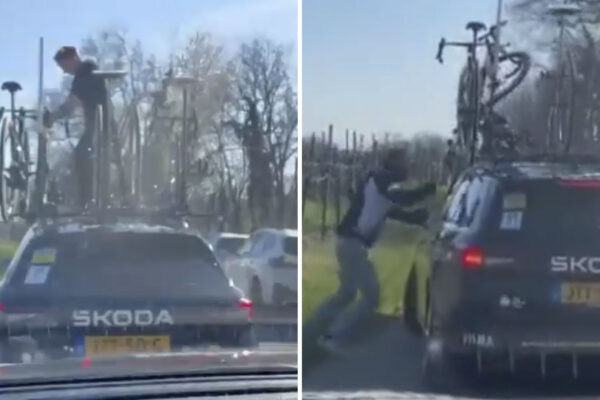  VIDEO | Opití fanúšikovia sa pokúsili ukradnúť bicykle tímu Visma počas pretekov