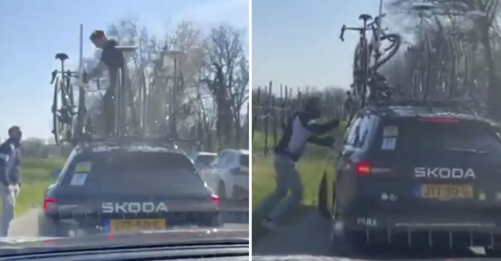  VIDEO | Opití fanúšikovia sa pokúsili ukradnúť bicykle tímu Visma počas pretekov