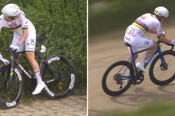 Paríž-Roubaix 2026: Tadej Pogačar dostal defekt a musel ísť na náhradnom bicykli Shimano