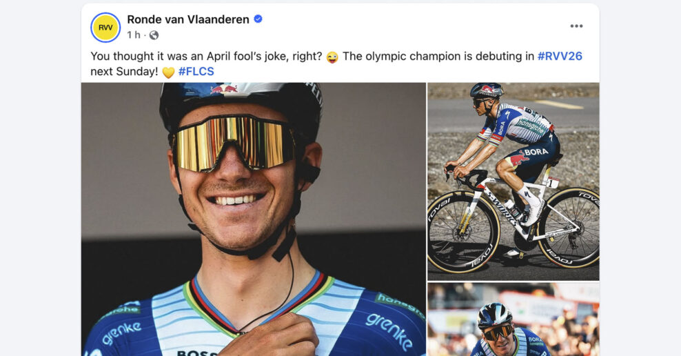 Vraj nejde o prvoaprílový vtip. Remco Evenepoel oznámil štart na monumente Okolo Flámska