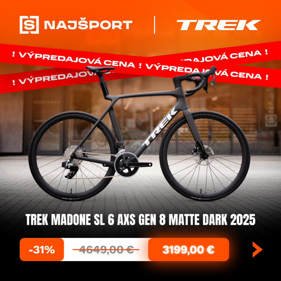 NAJŠPORT | Zľava týždňa: Cestný bicykel Trek Madone SL 6 AXS Gen 8 2025 kúpite teraz so zľavou až 1450 eur