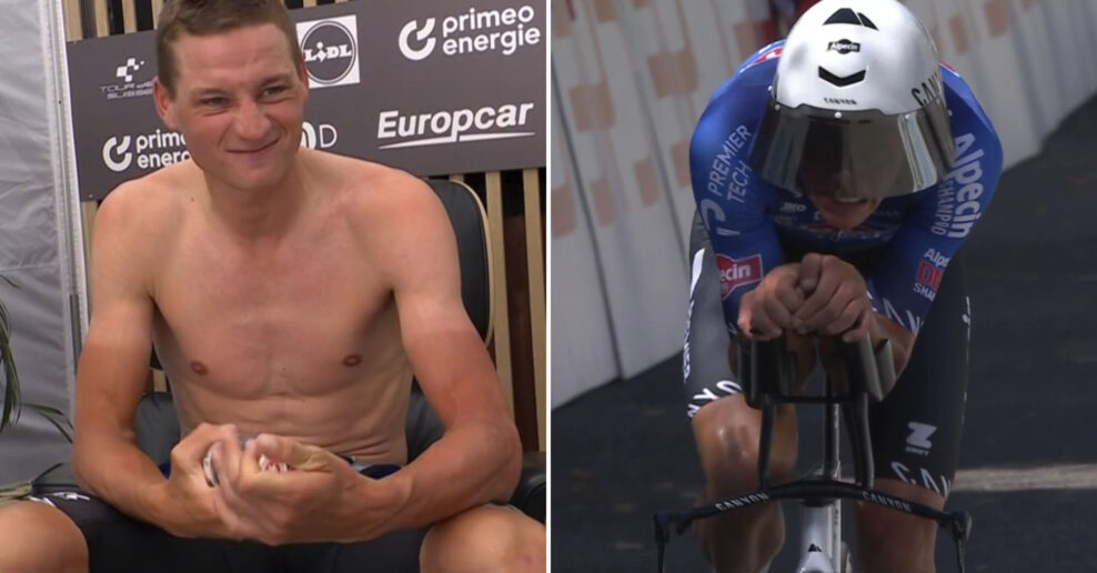 Mathieu van der Poel bol len o 0,04 sekundy pomalší ako Tadej Pogačar v časovke na Okolo Švajčiarska