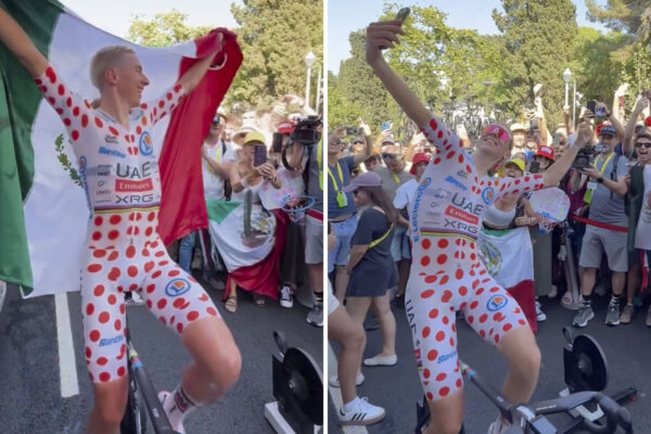 VIDEO | Tadej Pogačar oslávil s mexickými fanúšikmi víťazstvo Isaaca del Tora na Tour de France