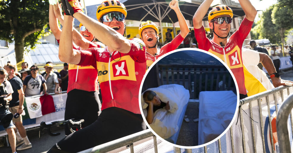 Bratia z tímu Uno-X odmietli spať v hotelovej izbe. Matrace si preniesli na balkón