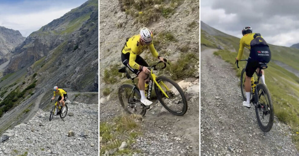 VIDEO | Wout van Aert vymenil asfalt za brutálny terén. V Alpách zdolával strmé chodníky plné skál