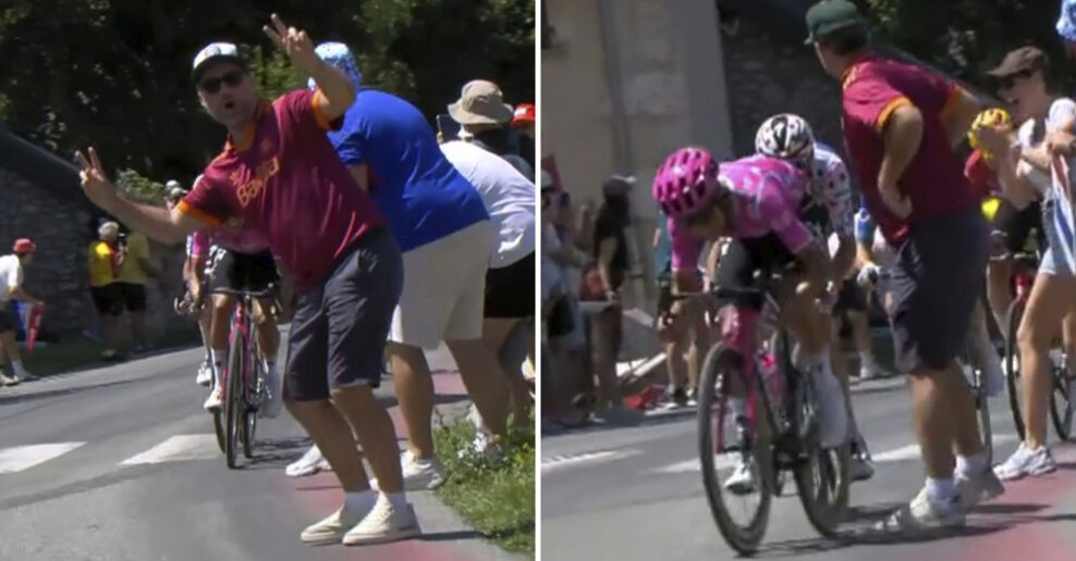 VIDEO | Fanúšik pózoval na kameru a takmer zrazil Carapaza. Ekvádorčan sa kolízii tesne vyhol a neskôr vyhral etapu Tour de France
