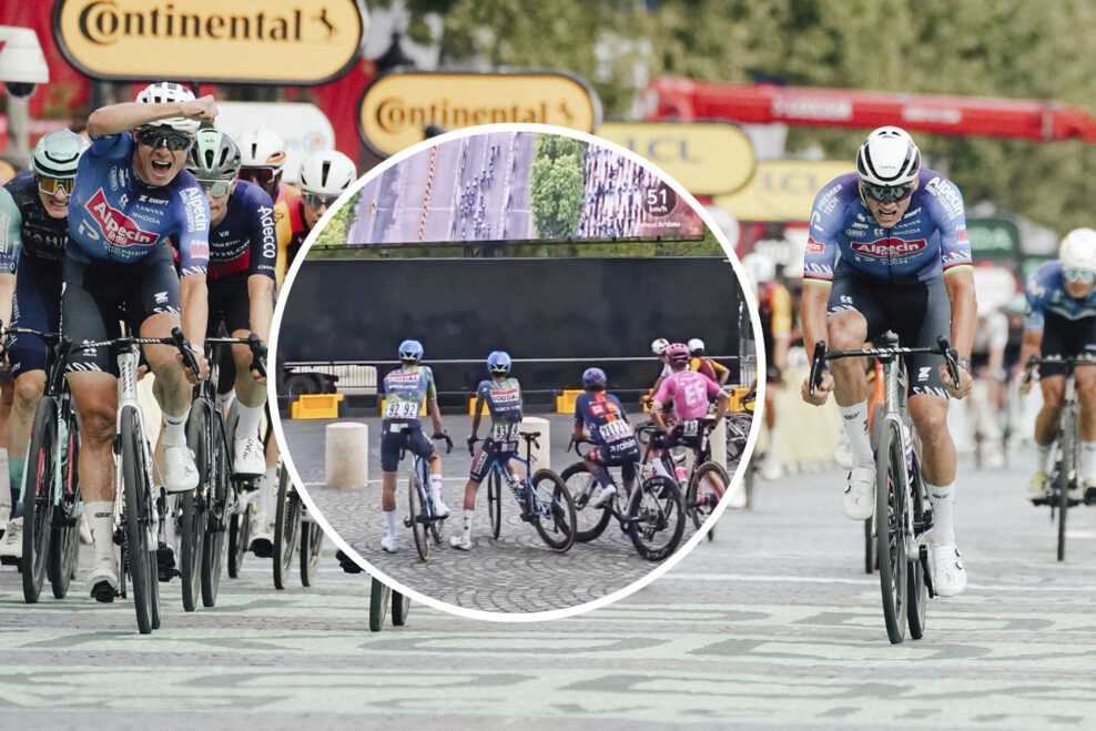 VIDEO | Jazdci zastavili v poslednom kole na Tour de France, aby si pozreli dramatický triumf Mathieua van der Poela